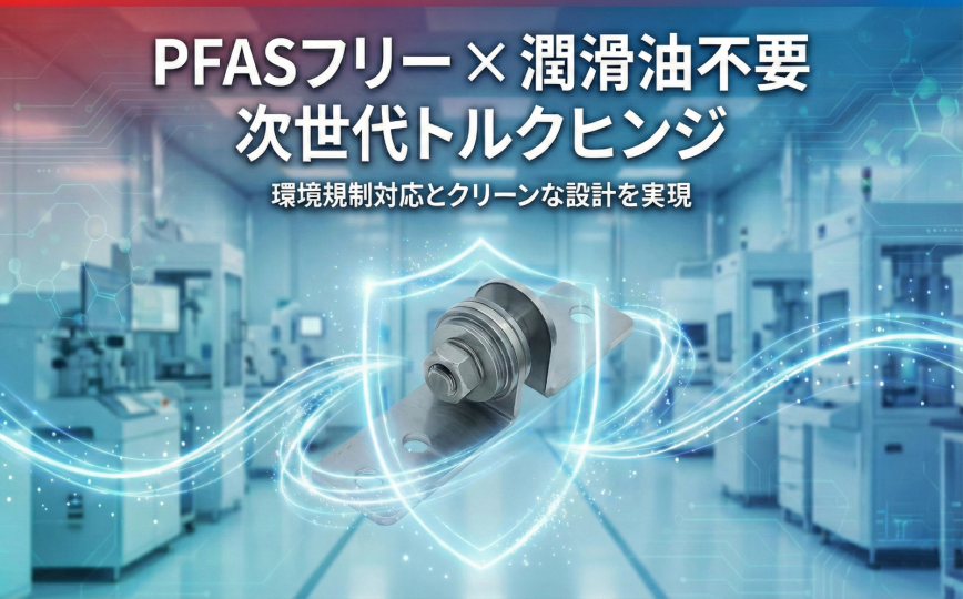 PFASフリーで潤滑油不要の高トルクヒンジ特集